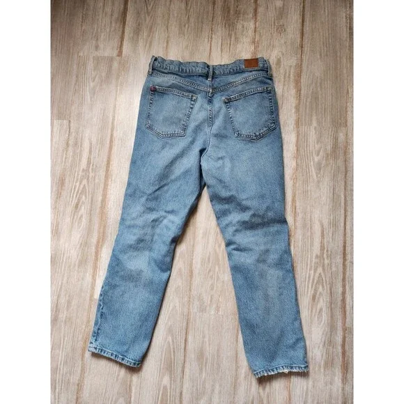 BDG Stretch High Rise Slim Straight Button Fly Blue Denim Jeans Distressed Sz 32 - Picture 11 of 12